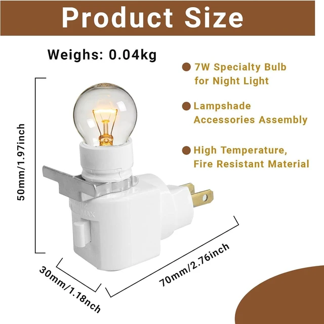 Alt view image 2 of 7 - 9 Sets Night Light Bases, with Metal Clips and On/Off Switch White Plastic Swivel Wall Lamp Plug 360° Plug in Rotating Night Light Modules for Making Your Own Bubble Lights Crafts