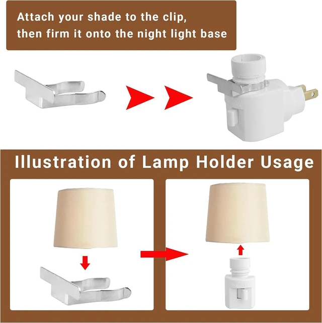 Alt view image 4 of 7 - 9 Sets Night Light Bases, with Metal Clips and On/Off Switch White Plastic Swivel Wall Lamp Plug 360° Plug in Rotating Night Light Modules for Making Your Own Bubble Lights Crafts