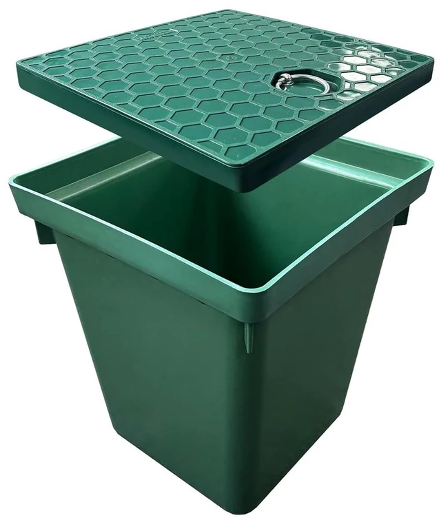 Main image of Underground Splice Boxes with Plastic Inspection Cover 12.5x12.5x14.3in Deep Enclosure Pit Precast Distribution Pit Access Electrical Junction Box Drillable Tapered Wiring for Cable