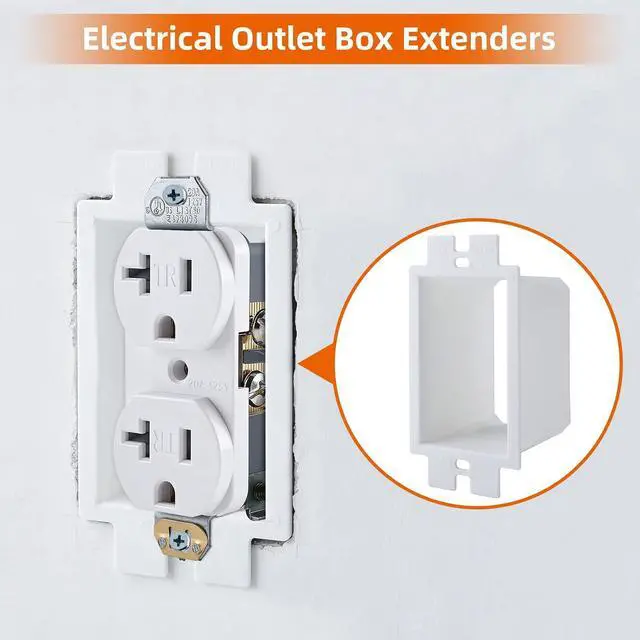 Alt view image 3 of 6 - 1-Gang White Non-Metallic Electrical Outlet Box Extender, Extends Electrical Boxes for Power Switches GFCIs Receptacles (BE1, 50 Pack)