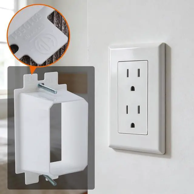 Alt view image 5 of 6 - 1-Gang White Non-Metallic Electrical Outlet Box Extender, Extends Electrical Boxes for Power Switches GFCIs Receptacles (BE1, 50 Pack)