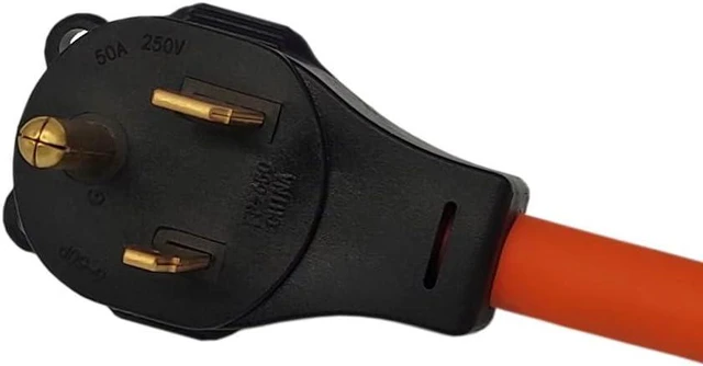 Alt view image 2 of 6 - FC-6552T3A Welder Plug Adapter Cord, Male NEMA 6-50P 50A to Female NEMA 5-20R (or 5-15R) Household Tri Outlet, 125V, 3750W, Orange