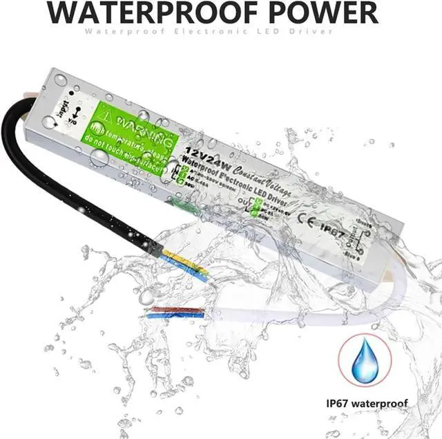 Alt view image 2 of 6 - Lighting 90-250V AC to 12V 24W 2A LED Driver Adapter Aluminum Outdoor IP67 Waterproof Switching Power Supply
