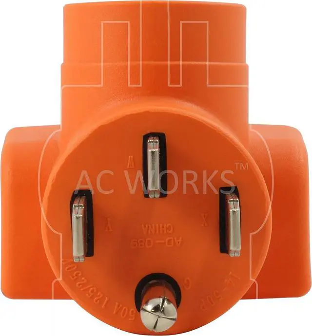 Alt view image 3 of 6 - AC WORKS 4-Prong 220-Volt Plug to 120-Volt 15/ 20Amp Household Female Adapter Cord (4-Prong 14-50 Outlet to Household)