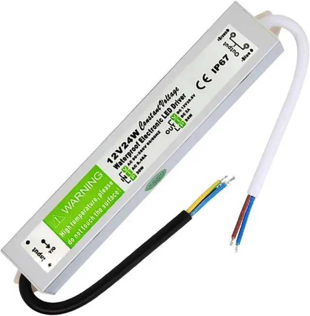 Alt view image 6 of 6 - Lighting 90-250V AC to 12V 24W 2A LED Driver Adapter Aluminum Outdoor IP67 Waterproof Switching Power Supply