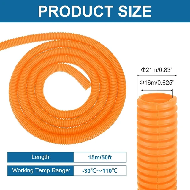 Alt view image 2 of 6 - MECCANIXITY 5/8 Inch 50ft Split Wire Loom Tubing, Flexible Cord Protectors with Installation Tool Cable Management Sleeve Conduits Cover for Office Home Electrical Automotive Wires, Orange