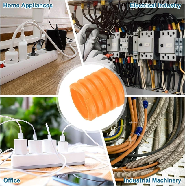 Alt view image 6 of 6 - MECCANIXITY 5/8 Inch 50ft Split Wire Loom Tubing, Flexible Cord Protectors with Installation Tool Cable Management Sleeve Conduits Cover for Office Home Electrical Automotive Wires, Orange