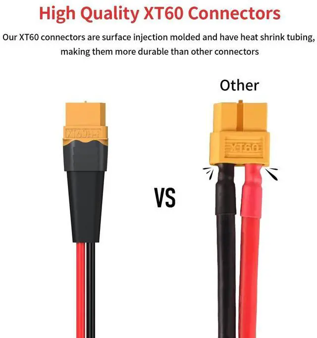 Alt view image 2 of 7 - ELFCULB 10AWG 10FT XT60 Solar Cable 2 10 25 35 50FT XT60 Extension Cable Solar Panel Connector to XT60 Connector for Portable Power Station (10FT)