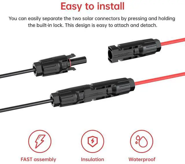 Alt view image 3 of 7 - ELFCULB 10AWG 10FT XT60 Solar Cable 2 10 25 35 50FT XT60 Extension Cable Solar Panel Connector to XT60 Connector for Portable Power Station (10FT)