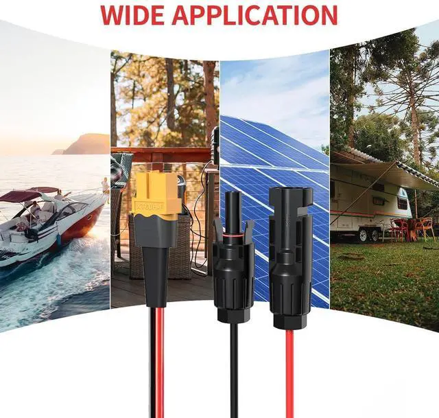 Alt view image 7 of 7 - ELFCULB 10AWG 10FT XT60 Solar Cable 2 10 25 35 50FT XT60 Extension Cable Solar Panel Connector to XT60 Connector for Portable Power Station (10FT)