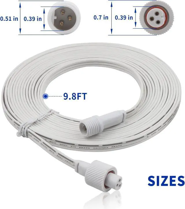 Alt view image 2 of 7 - 9.8FT Extension Cable for Govee Permanent Outdoor Lights, IP68 Waterproof 3-Pin Power Cord, Compatible with H705A H705B H705C H706A H706B H706C, Outdoor Dots String Light Extension Wire