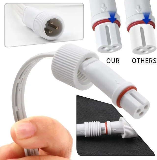 Alt view image 3 of 7 - 9.8FT Extension Cable for Govee Permanent Outdoor Lights, IP68 Waterproof 3-Pin Power Cord, Compatible with H705A H705B H705C H706A H706B H706C, Outdoor Dots String Light Extension Wire