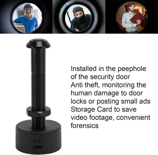 Alt view image 3 of 7 - 1080P Door Peephole Camera, Motion Detection, 170° Wide Angle Lens, APP Control, Night Vision, 2-Way Talk, Supports 128G Memory Card, for Home Security (US Plug)
