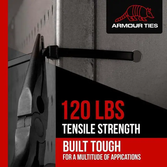 Alt view image 5 of 6 - 21-inch Black Zip Ties Heavy Duty UV Resistant Nylon Cable Ties, 120lb Tensile Strength, 100-Pack - Durable Wire Ties, Heavy Duty Tie Straps Indoor and Outdoor Cable Management Solution by ARMOUR TIES