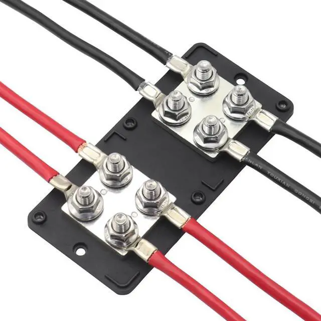 Alt view image 4 of 6 - Busbar Copper 12V-48V 400A Heavy Duty Bus Bar with 8X M8 Studs Power Distribution Blocks, DC Battery Bus Bars Terminals Blocks 400 Amp for Car Marine Truck Caravan Solar Boat Camper, Red&Black