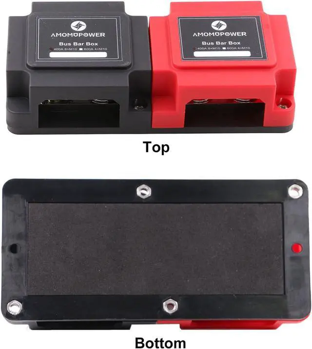 Alt view image 6 of 6 - Busbar Copper 12V-48V 400A Heavy Duty Bus Bar with 8X M8 Studs Power Distribution Blocks, DC Battery Bus Bars Terminals Blocks 400 Amp for Car Marine Truck Caravan Solar Boat Camper, Red&Black