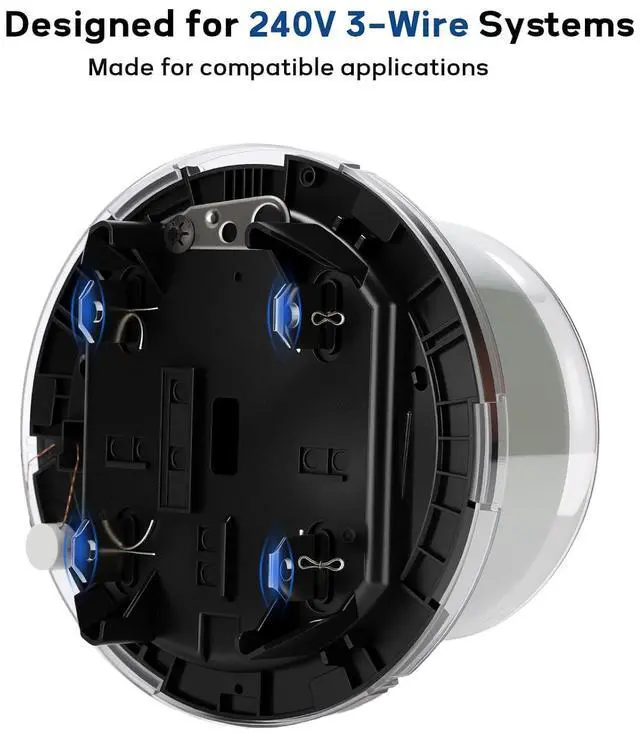 Alt view image 5 of 7 - MEASUREMAN Digital Electric Meter 240V 3 Wire KWH Watt Meter for Home, RV & Small Industrial Use High Precision Energy Usage Monitor, LCD Display, ANSI Standard, IP65 Weatherproof, Easy Installation