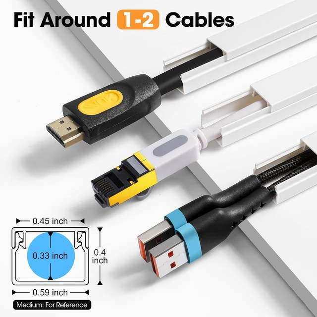 Alt view image 2 of 7 - 630in Cord Hider Kit, Cord Covers for Wires on Wall, Cord Hider for Wall Mount tv, tv Cable Hider Wall kit, Paintable Cable Raceway, Wire Covers for Cords, 40X L15.7in X W0.59in X H0.4in, White