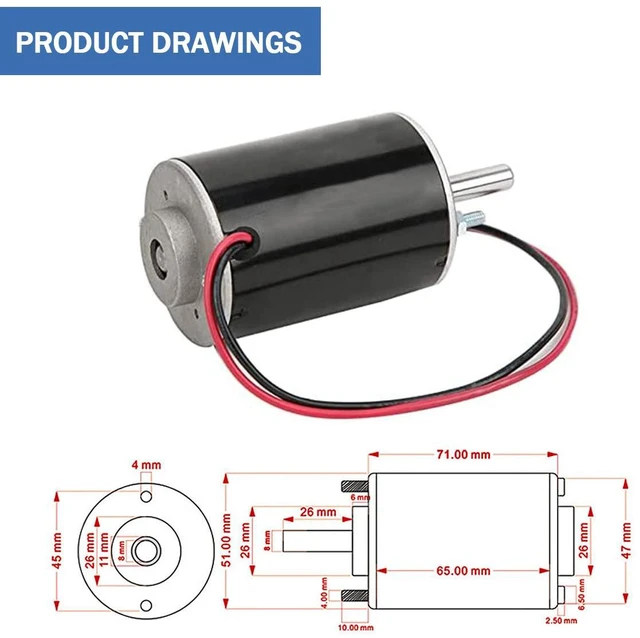 Alt view image 2 of 5 - DC Electric Motor Drive, 3500RPM High Speed Permanent Magnet 12V DC Motor High Torque 30W CW/CCW (12V DC 3500RPM)