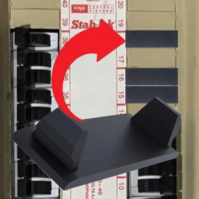 Alt view image 3 of 4 - 10 Pack 1/2 inch FPE NA NC NCFS Federal Pacific Stab-lok Universal Knockout Filler Plate 1/2" x 1.5" Blank Flush Cover for Twist Thin Circuit Breaker Electrical Panel Box Load Center CA