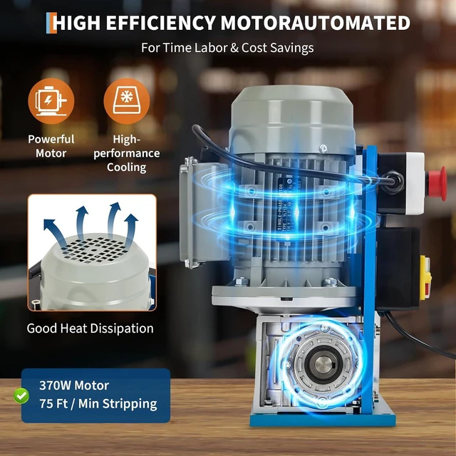 Alt view image 3 of 7 - Automatic Wire Stripper Machine, 0.06"-1.5" Capacity 88 ft/Min, 370W 10 Channels 10 Blades with Manual Hand Crank, Industrial Copper Wire Recycling Equipment