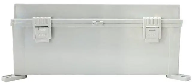 Alt view image 7 of 7 - MAKERELE Outdoor electrical Box Weatherproof Includes Internal Mounting Panel 15.7"*11.8"*6.7" (400 * 300 * 170mm) Large Project Box For Electronics Hinged Cover Plastic Clip With 2 NPT 3/4 Glands