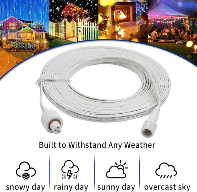 Alt view image 7 of 7 - 9.8FT Extension Cable for Govee Permanent Outdoor Lights, IP68 Waterproof 3-Pin Power Cord, Compatible with H705A H705B H705C H706A H706B H706C, Outdoor Dots String Light Extension Wire