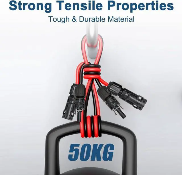 Alt view image 5 of 7 - 8AWG Solar Panel Extension Cable 30Feet, 1500V Solar Cable Extension with IP68 Male and Female Connectors, for RV, Boat, Solar Panels, Car (30FT Red + 30FT Black)