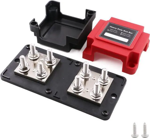 Main image of Busbar Copper 12V-48V 400A Heavy Duty Bus Bar with 8X M8 Studs Power Distribution Blocks, DC Battery Bus Bars Terminals Blocks 400 Amp for Car Marine Truck Caravan Solar Boat Camper, Red&Black