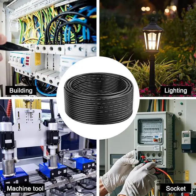 Alt view image 7 of 7 - THHN Wire 12 Gauge 100 FT, 12 AWG Solid OFC Copper Electrical Building Wire with Nylon Jacket PVC Insulation, Rated 600V for Residential, Industrial, CNC, Ground (12 Gauge, Black)
