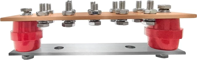 Alt view image 4 of 5 - Copper Ground Busbar Kit YuJingKey, 7.87"x2.36"x 0.15" Copper Ground Bus Kit, 10 Terminal Positions and SM40 Insulators