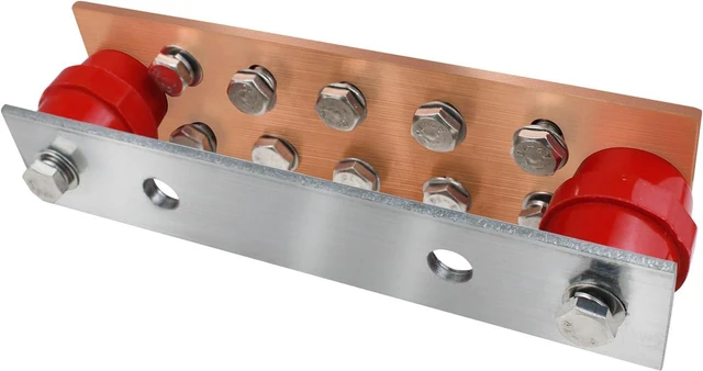 Alt view image 5 of 5 - Copper Ground Busbar Kit YuJingKey, 7.87"x2.36"x 0.15" Copper Ground Bus Kit, 10 Terminal Positions and SM40 Insulators