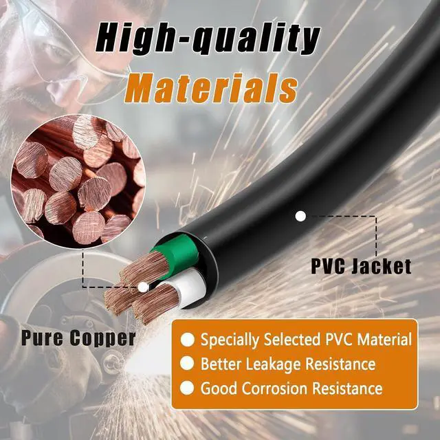 Alt view image 6 of 6 - SJOOW Heavy Duty 10AWG 300V Cable - 25 Feet 3 Conductor Industrial Grade Portable Power Cord Oil Water Chemical Resistant for Motor Wires, Lights