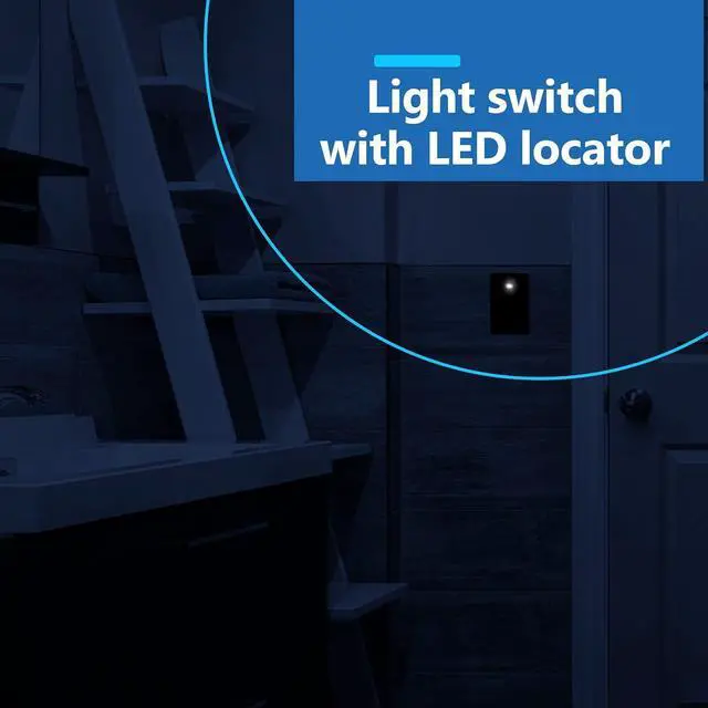 Alt view image 5 of 7 - LIDER Minimalist Design Matte Finish Lighted Decorator Switch, Frameless Paddle Light Switch with Locator Light, Grounding Screw, 3-Way or Single Pole, 15A 120V, UL Listed,LS15-3W-BK10P, Black,10 Pack