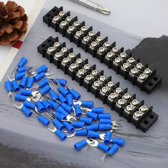 Alt view image 7 of 7 - Terminal Blocks 2 Pack 12 Circuits 20A 300V,48 PCS Heat Shrink Wire Connectors
