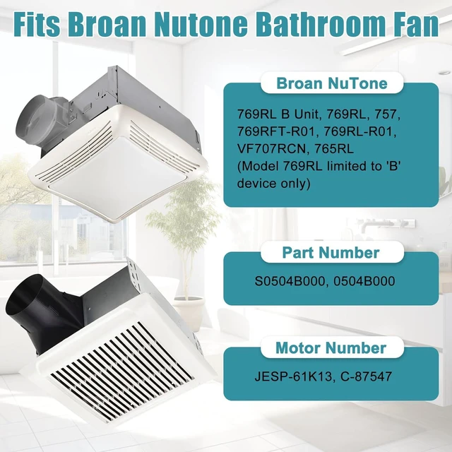 Alt view image 2 of 7 - 769RL B Unit Replacement, S0504B000 Motor Assembly for Broan-Nutone 769RL, 763RL, 769RL-R01, 757, 769RFT-R01, VF707RCN, 765RL Bathroom Exhaust Fan, JESP-61K13/C-87547 Fan Replacement Motor, 70CFM
