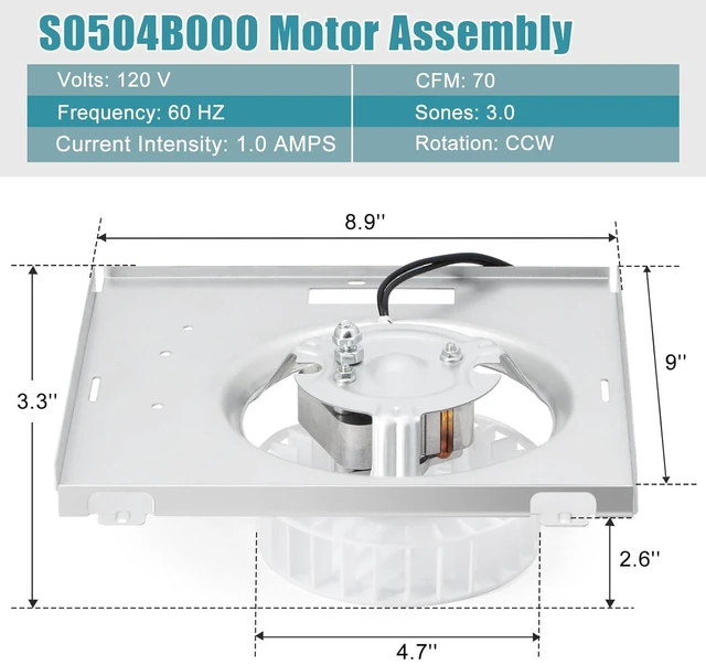 Alt view image 3 of 7 - 769RL B Unit Replacement, S0504B000 Motor Assembly for Broan-Nutone 769RL, 763RL, 769RL-R01, 757, 769RFT-R01, VF707RCN, 765RL Bathroom Exhaust Fan, JESP-61K13/C-87547 Fan Replacement Motor, 70CFM