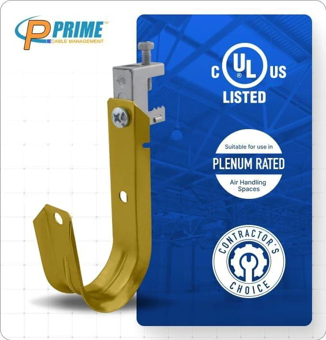 Alt view image 3 of 7 - 2 Inch Heavy Duty Metal Cable & Wire Support J-Hook Hangers with Beam Clamp - 25 pack