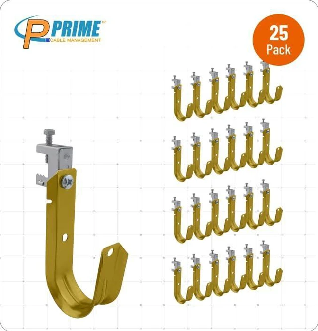 Alt view image 7 of 7 - 2 Inch Heavy Duty Metal Cable & Wire Support J-Hook Hangers with Beam Clamp - 25 pack