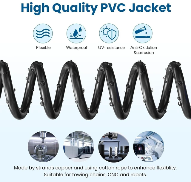Alt view image 3 of 6 - 18 Gauge 2 Conductor Shielded Wire 50 FT Pure Copper Core, UL2464 18/2 AWG Shielded Cable for CNC, VFD Spindle, Stepper Motor, 3D Printer, Sound, Speaker, Signal Transmission and Industrial Control