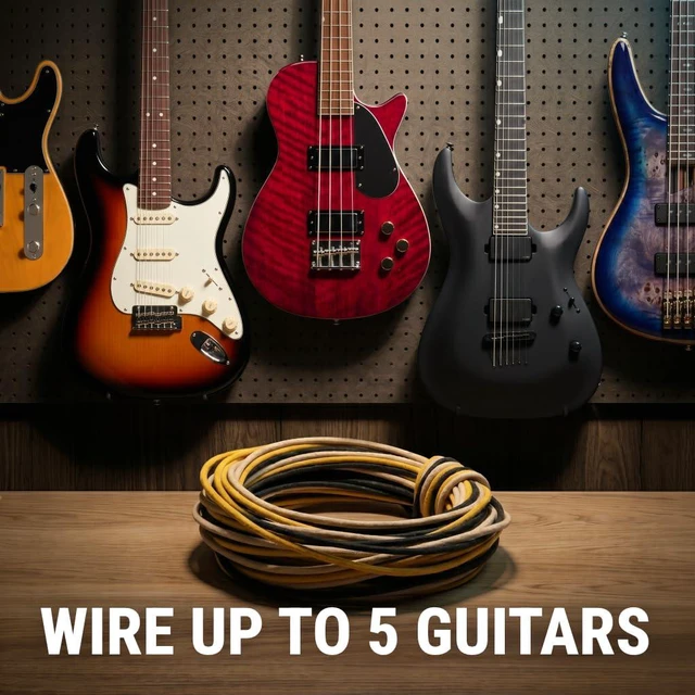Alt view image 7 of 7 - 30 Feet (10-white/10-black/10-yellow) Gavitt Cloth-covered Pre-tinned 7-strand Pushback 22awg Vintage-style Guitar Wire