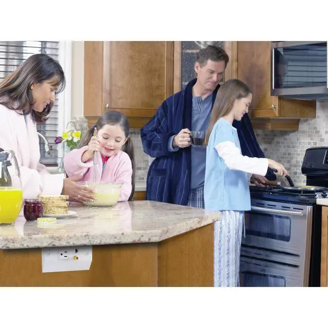 Alt view image 3 of 7 - Hubbell Wiring Systems RU100W tradeSELECT Metal Under Cabinet/Counter Power Distribution Slim Fit Box, 5.57" Length x 3.40" Width x 1.55" Height, White