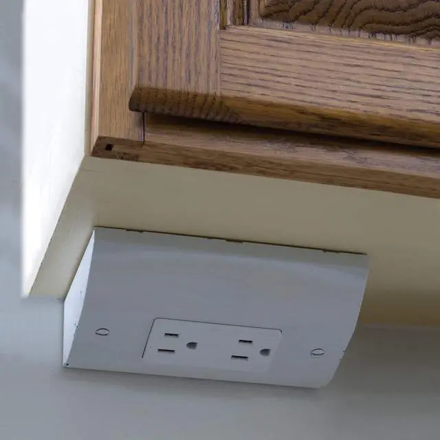 Alt view image 4 of 7 - Hubbell Wiring Systems RU100W tradeSELECT Metal Under Cabinet/Counter Power Distribution Slim Fit Box, 5.57" Length x 3.40" Width x 1.55" Height, White
