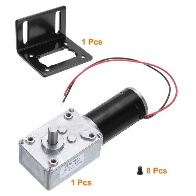 Alt view image 4 of 6 - MECCANIXITY DC 12V High Torque Turbine Worm Geared Motor with 8mm Shaft 110RPM Geared Motor with Wire for Electric Fireplace
