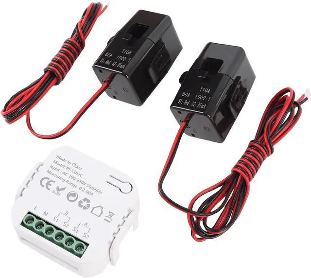 Main image of WALFRONT Single Phase Smart Power Meter WiFi Energy Monitor with 80A Clamps Real Time Electricity Usage Tracking for Home Solar Panels Electrical Panel
