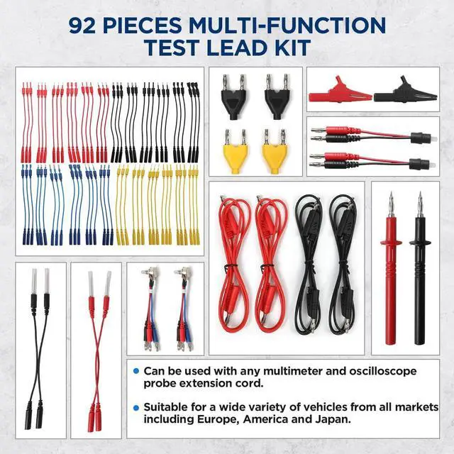 Alt view image 2 of 7 - CMTOOL 92PCS Multimeter Test Leads Kit, Multimeter Automotive Circuit Test Kit with Electrical Alligator Clips, Silicone Leads Probes, with Carrying Case