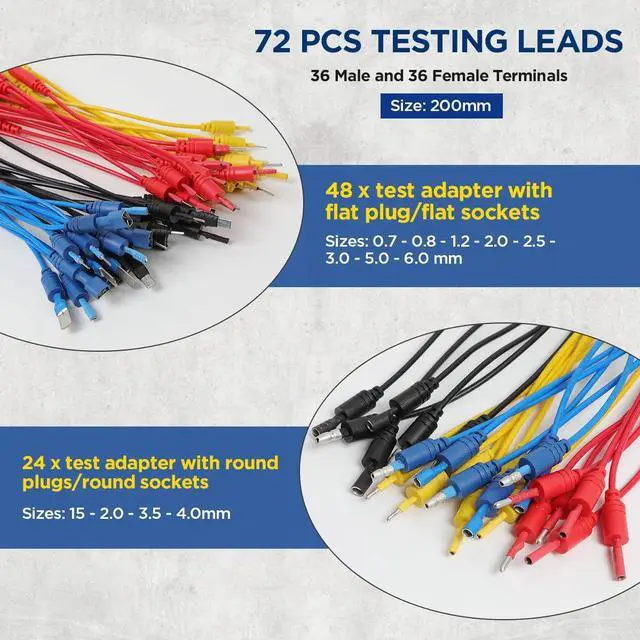 Alt view image 3 of 7 - CMTOOL 92PCS Multimeter Test Leads Kit, Multimeter Automotive Circuit Test Kit with Electrical Alligator Clips, Silicone Leads Probes, with Carrying Case