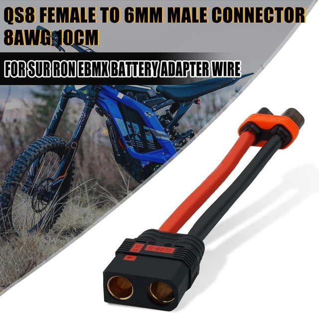 Alt view image 2 of 7 - URWALL QS8 Female to 6mm Male Wire Connector 8AWG 4inch for Sur Ron EBMX Battery Adapter Cable, Anti-Spark High Current Electrial Connector with Siicone Wire, Waterproof Plug Play for Sur ron
