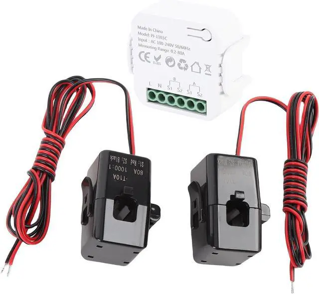 Alt view image 2 of 7 - WALFRONT Single Phase Smart Power Meter WiFi Energy Monitor with 80A Clamps Real Time Electricity Usage Tracking for Home Solar Panels Electrical Panel