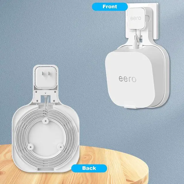 Alt view image 2 of 6 - Wall Mount Holder for eero 7 Home WiFi System - Space Saving Outlet Wall Stand Bracket for eero 7, No Messy Wires, Compatible with Vertical or Horizontal Plug (White, 2Pack)